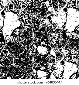 Grunge black and white pattern vector. Abstract background monochrome. Elements cracks, scuffs, chips, lines, spots ink for printing of business cards, stickers, business cards, posters and design