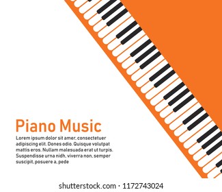 Grunge black and white piano keyboard. Piano on an orange background  Stock vector illustration for poster, music performance, jazz festival.