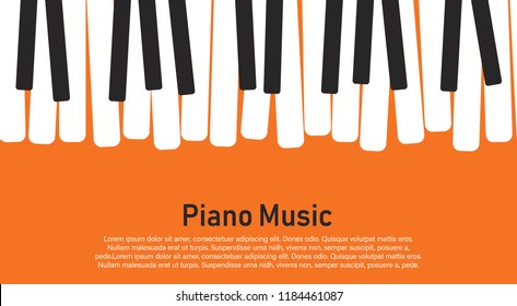Grunge black and white piano keyboard. Piano on an orange background  Stock vector illustration for poster, music performance, jazz festival.