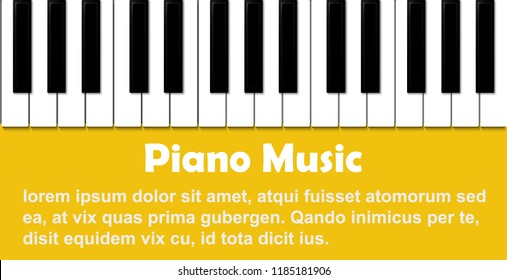 Grunge black and white piano keyboard. Piano on a yellow background. Stock vector illustration for poster, music performance, jazz festival.