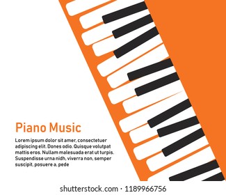 Grunge black and white piano keyboard. Piano on an orange background  Stock vector illustration for poster, music performance, jazz festival.