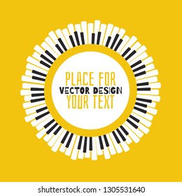 Grunge black and white piano keyboard. Piano on an orange background  Stock vector illustration for poster, music performance, jazz festival.