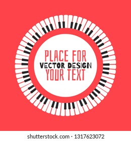 Grunge black and white piano keyboard. Piano on an orange background  Stock vector illustration for poster, music performance, jazz festival.
