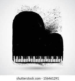 Grunge black and white piano keys with copy space