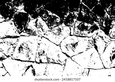 Grunge black and white rock wall textured background (Vector). Use for decoration, aging or old layer