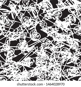 Grunge black and white seamless. Abstract monochrome texture. Futuristic background of lines. Urban vintage style. Template for printing on fabric, covers, posters, icons, web pages