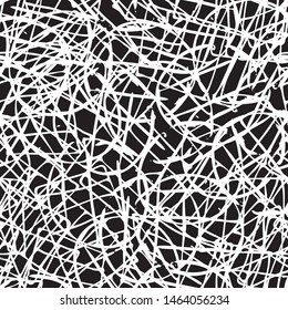 Grunge black and white seamless. Abstract monochrome texture. Futuristic background of lines. Urban vintage style. Template for printing on fabric, covers, posters, icons, web pages