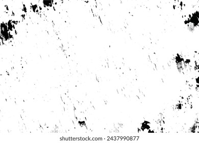 Grunge black and white seamless pattern. Monochrome abstract texture. Background of cracks, scuffs, chips, stains, ink spots, lines. Dark design background surface. Gray printing element.
