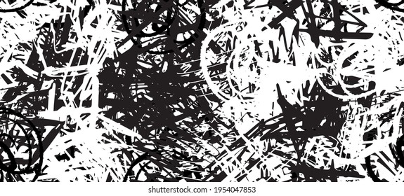 Grunge black and white. Seamless texture. Abstract geometric pattern. Chaos and random. Modern art drawing painting