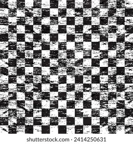 Grunge black and white sport flags silhouettes for start and finish lines with grunge orange brush lines