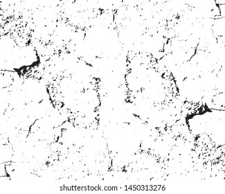 Grunge black and white texture. Abstract vector monochrome  background pattern of cracks, chips, scratches, stains, scuffs.