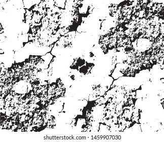 Grunge black and white texture. Abstract vector monochrome  background pattern of cracks, chips, scratches, stains, scuffs.