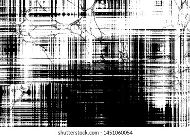 Grunge is black and white. The texture is chaotic scratches and cracks. Abstract monochrome background. Vector pattern the heel of the worn surface