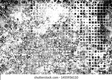 Grunge is black and white. The texture is chaotic scratches and cracks. Abstract monochrome background. Vector pattern the heel of the worn surface