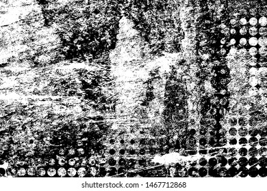 Grunge is black and white. The texture is chaotic scratches and cracks. Abstract monochrome background. Vector pattern the heel of the worn surface