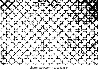 Grunge is black and white. The texture is chaotic scratches and cracks. Abstract monochrome background. Vector pattern the heel of the worn surface