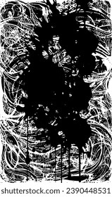 Grunge black and white texture. Drawing of an old worn-out surface. Dirty city background