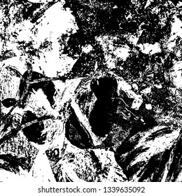 Grunge black and white texture. Monochrome abstract background of spots, scratches, chips