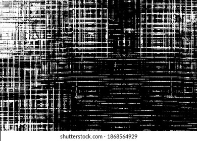 Grunge black and white texture. Pattern of scratches, chips, wear, and scuffs. Monochrome vintage background. Pattern of dirt, dust