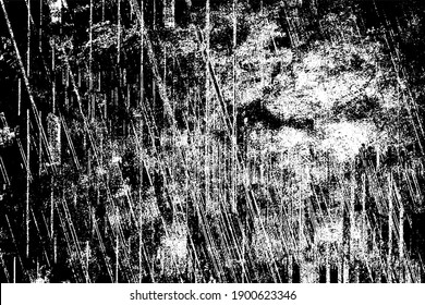 Grunge black and white texture. Pattern of scratches, chips, wear, and scuffs. Monochrome vintage background. Pattern of dirt, dust