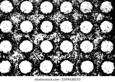Grunge black and white texture in round shape (Vector). Use for decoration, aging or old layer
