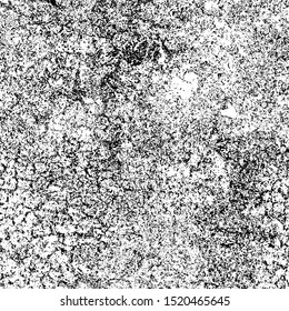 Grunge is black and white. Texture of scratches, chips, cracks. Pattern of old worn surface. Abstract monochrome background