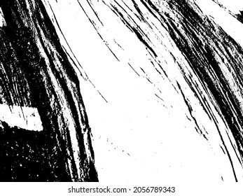 Grunge is black and white. Texture of black strokes on a white background. Abstract chaotic movements with a dry brush. Monochrome pattern of worn surface