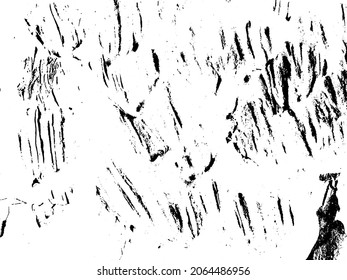 Grunge is black and white. Texture of black strokes on a white background. Abstract chaotic movements with a dry brush. Monochrome pattern of worn surface