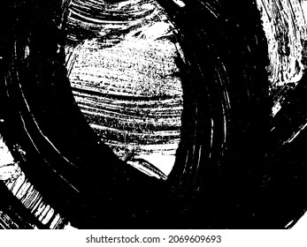 Grunge is black and white. Texture of black strokes on a white background. Abstract chaotic movements with a dry brush. Monochrome pattern of worn surface