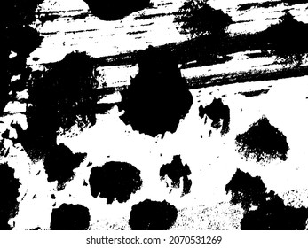 Grunge is black and white. Texture of black strokes on a white background. Abstract chaotic movements with a dry brush. Monochrome pattern of worn surface