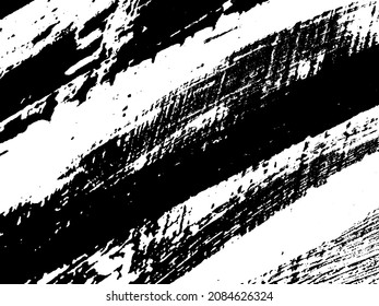Grunge is black and white. Texture of black strokes on a white background. Abstract chaotic movements with a dry brush. Monochrome pattern of worn surface