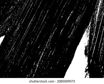 Grunge es blanco y negro. Textura de pinceladas negras sobre un fondo blanco. Resumen de movimientos caóticos con un cepillo seco. Patrón monocromo de superficie desgastada