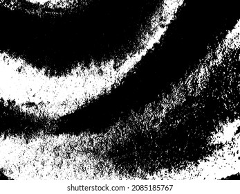 Grunge is black and white. Texture of black strokes on a white background. Abstract chaotic movements with a dry brush. Monochrome pattern of worn surface