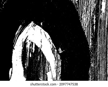 Grunge es blanco y negro. Textura de pinceladas negras sobre un fondo blanco. Resumen de movimientos caóticos con un cepillo seco. Patrón monocromo de superficie desgastada