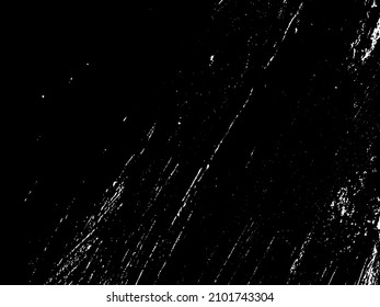 Grunge ist schwarz-weiß. Textur der schwarzen Striche auf weißem Hintergrund. Abstrakte chaotische Bewegungen mit einem trockenen Pinsel. Monochrome Muster der abgenutzten Fläche