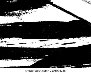 Grunge is black and white. Texture of black strokes on a white background. Abstract chaotic movements with a dry brush. Monochrome pattern of worn surface