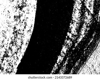 Grunge is black and white. Texture of black strokes on a white background. Abstract chaotic movements with a dry brush. Monochrome pattern of worn surface