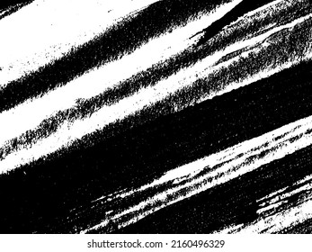 Grunge is black and white. Texture of black strokes on a white background. Abstract chaotic movements with a dry brush. Monochrome pattern of worn surface