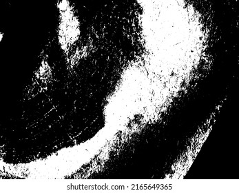 Grunge is black and white. Texture of black strokes on a white background. Abstract chaotic movements with a dry brush. Monochrome pattern of worn surface
