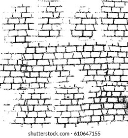 Grunge black and white texture template with brick wall. Easy to use. Vector illustration.