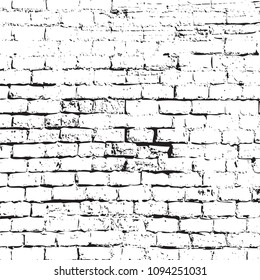 Grunge Black and White Texture. Vector abstract Background and border. Old white brick wall.