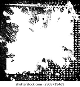 Grunge black and white texture. Vector monochrome background. The screensaver is scratched and cracked. Old worn surface