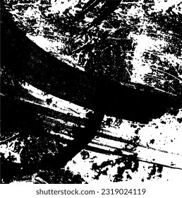Grunge black and white texture. Vector monochrome background. The screensaver is scratched and cracked. Old worn surface