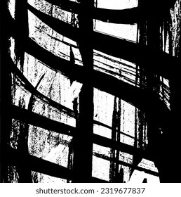 Grunge la textura en blanco y negro. Fondo monocromo vectorial. El salvapantallas está rayado y agrietado. Superficie vieja desgastada