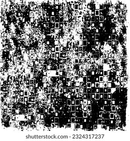 Grunge black and white texture. Vector monochrome background. The screensaver is scratched and cracked. Old worn surface