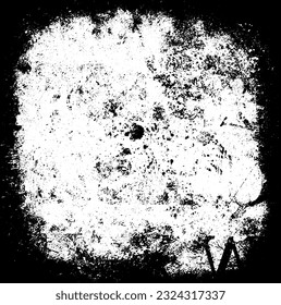 Grunge black and white texture. Vector monochrome background. The screensaver is scratched and cracked. Old worn surface