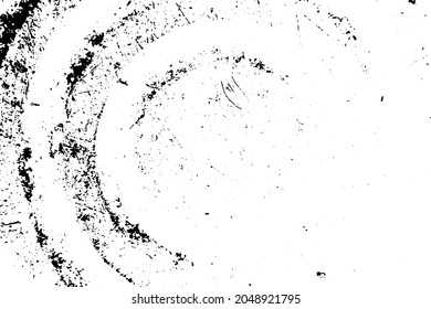 Grunge black and white textured background in round shape (Vector). Use for decoration, aging or old layer