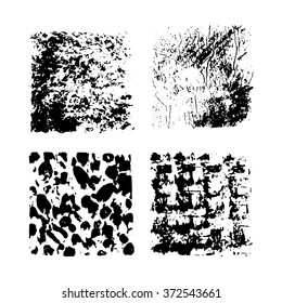 Grunge Black and White Textures. Vector backgrounds. Handmade ink elements. 