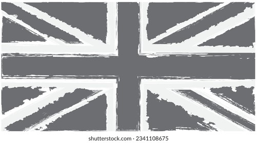 Grunge black and white united kingdom flag.