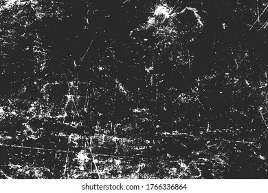 Grunge Black And White Urban Vector Texture Template. Dark Messy Dust Overlay Distress Background. Easy To Create Abstract Dotted, Scratched, Vintage Effect With Noise And Grain